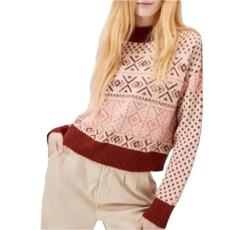 2/$30 American Eagle Nordic Fair Isle Mock Neck Sweater Size M